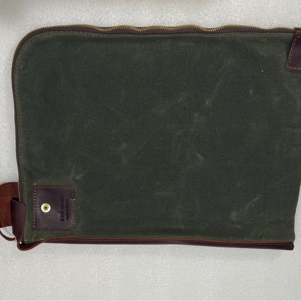 Red Wing Shoes Green Laptop Bag with Rugged Canvas and Zipper Closure